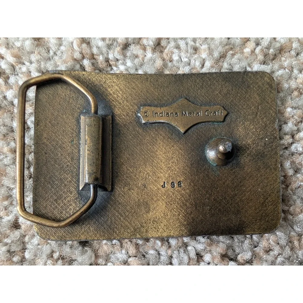 Vintage Indiana Metal Craft Bluegrass Fiddle Player Brass Belt Buckle J 98